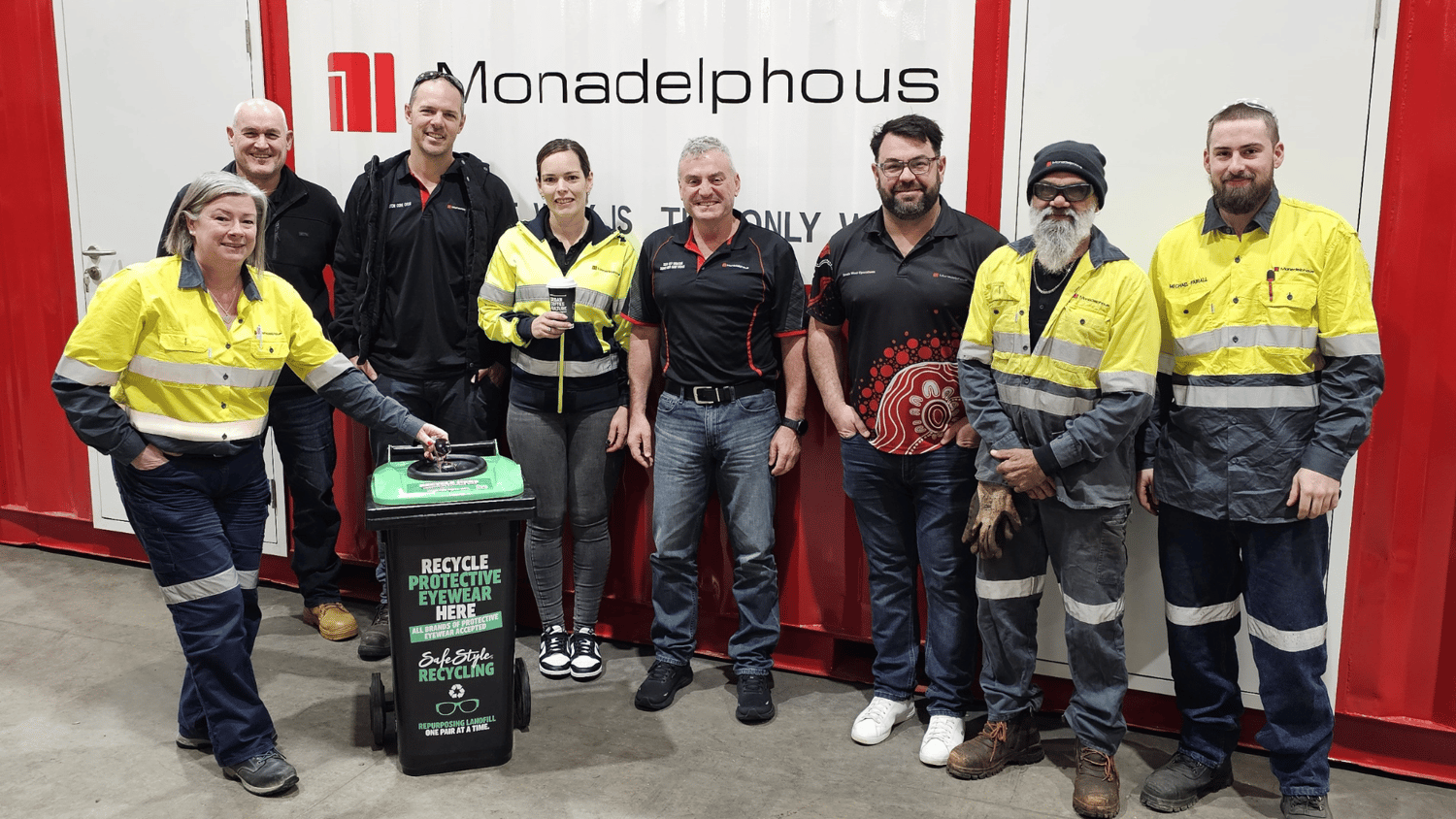 Safety glasses recycling bin arrives in Bunbury